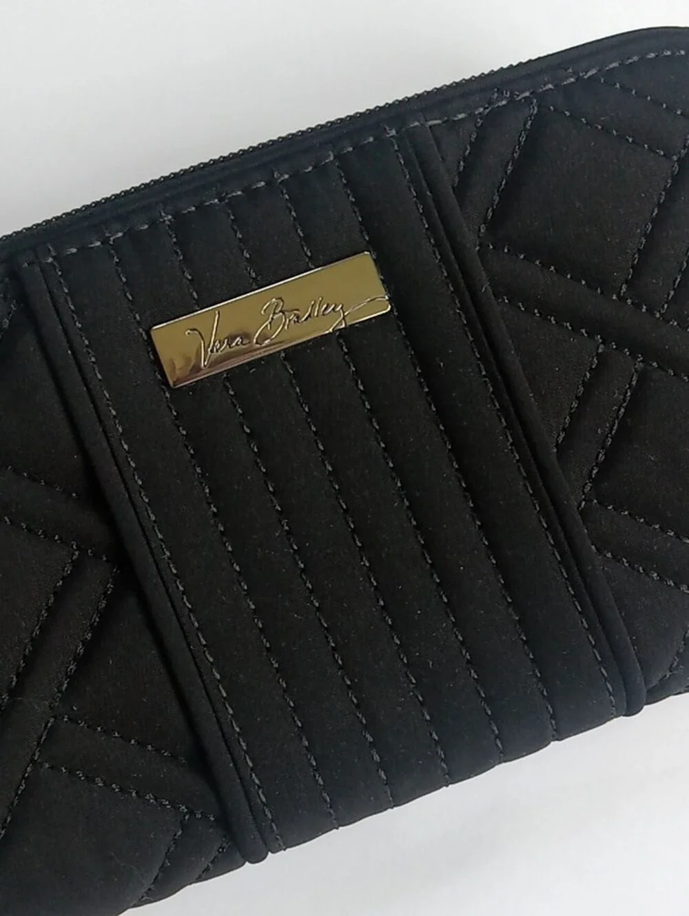 Vera Bradley Black Quilted Zip-Around Wallet